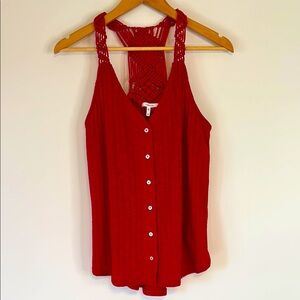 Maurice’s Ribbed Button Down Macrame Back Tank Top